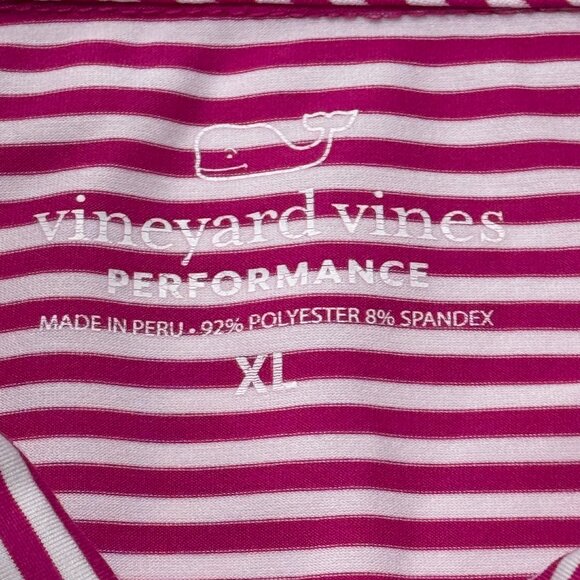 Vineyard Vines Performance Polo Shirt Mens XL Pink Striped Golf Short Sleeve - Picture 5 of 10